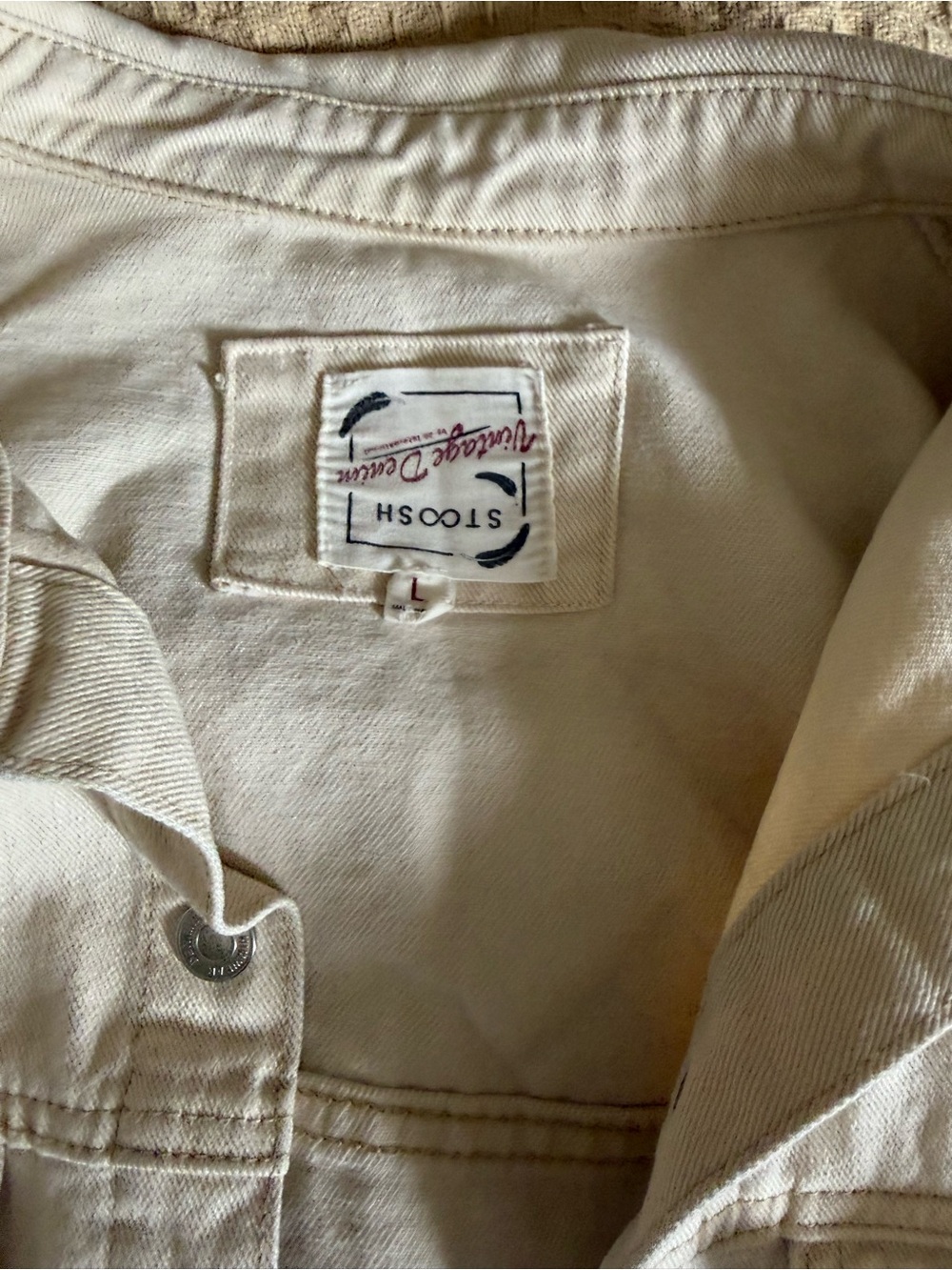 Stoosh Cream Button-Front Jean Jacket - Picture 3 of 4